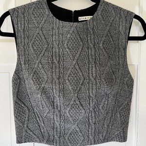 Alice + Olivia "Klynn" Gray Wool Blend Cropped Top Size 2